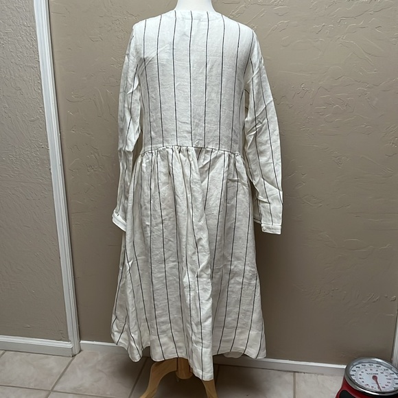 Sondeflor Son de Flor Linen Wrap Dress in Sonata Stripe, L - Picture 7 of 16